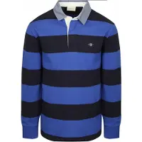 Gant Polo Heavy Rugger Shield Rayures Marine Royal Blue