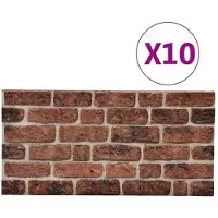 vidaXL Panneaux Muraux 3d Design De Brique Marron Foncé 10 Pcs Eps
