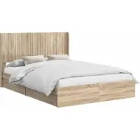 vidaXL : Ensemble de lit avec rangement et tête de lit, 2 pièces, en panneaux de particules
