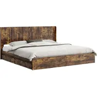 vidaXL Sommier avec rangement et tête de lit, chêne fumé