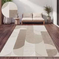 Paco Home Tapis d'extérieur résistant aux intempéries Balcon Salon Scandinave Boho Uni Dimensions 160 x 220 cm