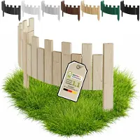Pemicont Floranica Bordure de potager bois 100 x 30 cm, Non traité – découpe en créneaux, pin, trois piquets intégrés