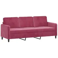 vidaXL Canapé 3 places vin rouge 180 cm velours