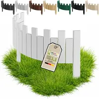 Pemicont Floranica Bordure de potager bois 100 x 30 cm, Blanc – découpe en créneaux, pin, trois piquets intégrés