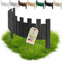 Pemicont Floranica Bordure de potager bois 100 x 20 cm, Anthracite – découpe en créneaux, pin, trois piquets intégrés