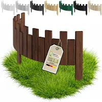 Pemicont Floranica Bordure de potager bois 100 x 30 cm, Marron – découpe en créneaux, pin, trois piquets intégrés