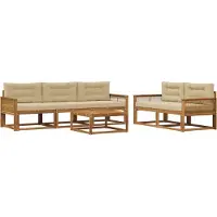 vidaXL Ensemble de canapés d'extérieur avec coussins 6 pièces Nature et Beige