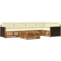 vidaXL Ensemble de canapés d'extérieur , 6 pièces, couleur nature et crème, 79 x 79 x 37 cm
