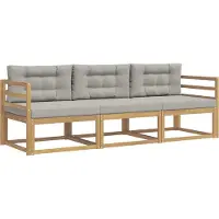 vidaXL - Ensemble de canapés d'extérieur, 3 pièces, blanc et gris clair, en polyester