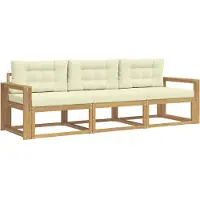 vidaXL Ensemble de 3 assises de jardin , blanc et crème, en polyester