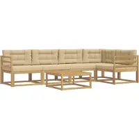 vidaXL Ensemble de canapés d'extérieur , 6 pièces, blanc et beige, en polyester