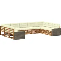 vidaXL Ensemble de salon de jardin 9 pièces, bois d'acacia massif, couleurs naturelles et crème