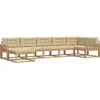 vidaXL Ensemble de canapés d'extérieur avec coussins, 7 pièces, blanc et beige