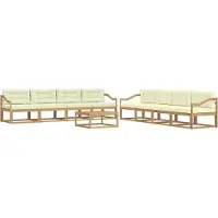 vidaXL Ensemble de salon de jardin , 9 pièces, blanc et crème, en polyester