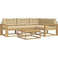 vidaXL Ensemble de canapés d'extérieur , 5 pièces, blanc et beige, 79 x 79 x 37 cm