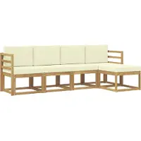 vidaXL Ensemble de salon de jardin 5 pièces, blanc et crème