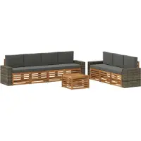 vidaXL Ensemble de canapés , 8 pièces, en bois d'acacia massif, couleurs : naturel et anthracite