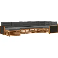 vidaXL Ensemble de canapés d'extérieur avec coussins 7 pièces Nature et Anthracite
