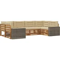 vidaXL - Ensemble de salon de jardin 6 pièces, en bois d'acacia massif, couleurs naturelles et beige