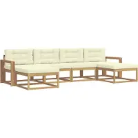 vidaXL Ensemble de salon de jardin 6 pièces, blanc et crème