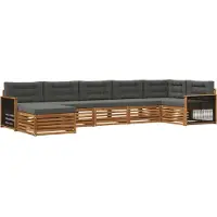 vidaXL Ensemble de canapés d'extérieur avec coussins 7 pièces Nature et Anthracite