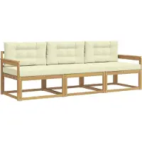 vidaXL Ensemble de 3 assises de jardin , blanc et crème, en polyester