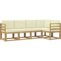 vidaXL Ensemble de salon de jardin 5 pièces, blanc et crème