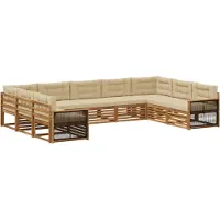 vidaXL Ensemble de salon de jardin , 9 pièces, en bois d'acacia massif, couleurs naturelles et beige