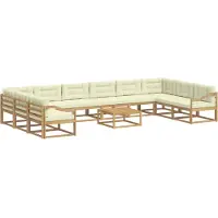 vidaXL Ensemble de canapés d'extérieur avec coussins, 11 pièces, blanc et crème
