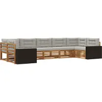 vidaXL Ensemble de canapés d'extérieur avec coussins 7 pièces Naturel et Gris clair