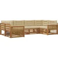 vidaXL Ensemble de canapés d'extérieur avec coussins 6 pièces Nature et Beige