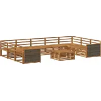 vidaXL - Ensemble de salon de jardin composé de 10 pièces, en bois d'acacia massif, finition naturelle