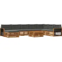 vidaXL Ensemble de canapés d'extérieur avec coussins 9 pièces Nature et Anthracite