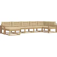 vidaXL Ensemble de salon de jardin 7 pièces, blanc et beige