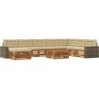 vidaXL Ensemble de canapés d'extérieur , 9 pièces, couleur naturelle et beige, en bois massif d'acacia