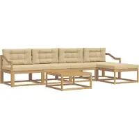 vidaXL Ensemble de canapés d'extérieur , 6 pièces, blanc et beige, en polyester