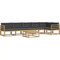 vidaXL Ensemble de salon de jardin , 7 pièces, blanc et anthracite, en polyester