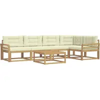 vidaXL Ensemble de canapés d'extérieur , 6 pièces, blanc et crème, en polyester