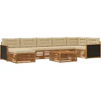vidaXL Ensemble de canapés d'extérieur avec coussins 8 pièces Nature et Beige