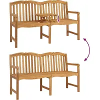 vidaXL Banc en bois massif de teck, fait à la main, dimensions : 155 x 60 x 94 cm, finition naturelle