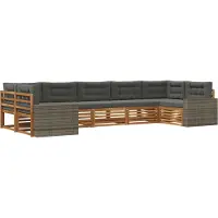vidaXL Ensemble de canapés d'extérieur avec coussins 7 pièces Nature et Anthracite