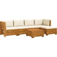 vidaXL : Ensemble de 6 assises de jardin en bois massif d'acacia, couleur marron