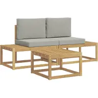 vidaXL - Ensemble de canapés d'extérieur, 3 pièces, blanc et gris clair, en polyester