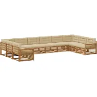 vidaXL Ensemble de canapés , 10 pièces, en bois d'acacia massif, couleurs naturelles et beige