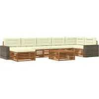 vidaXL Ensemble de salon de jardin 8 pièces, couleurs naturelles et crème