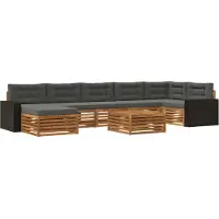 vidaXL Ensemble de canapés d'extérieur avec coussins 8 pièces Nature et Anthracite