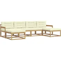vidaXL Ensemble de salon de jardin 6 pièces, blanc et crème