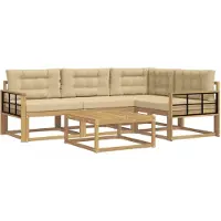 vidaXL Ensemble de canapés d'extérieur , 5 pièces, blanc et beige, en polyester