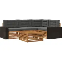 vidaXL Ensemble de canapés d'extérieur , 5 pièces, en polyester, couleurs : naturel et anthracite
