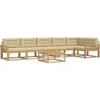 vidaXL Ensemble de canapés d'extérieur , 7 pièces, blanc et beige, 79 x 79 x 37 cm
